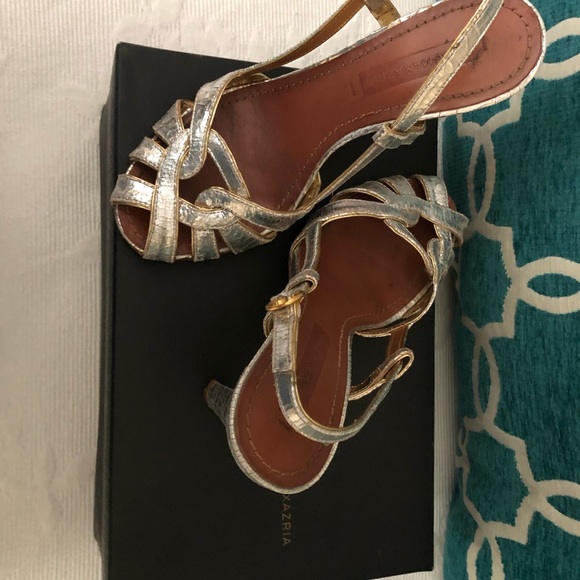 BCBG silver and gold tone dressy sandals - Picture 2 of 7